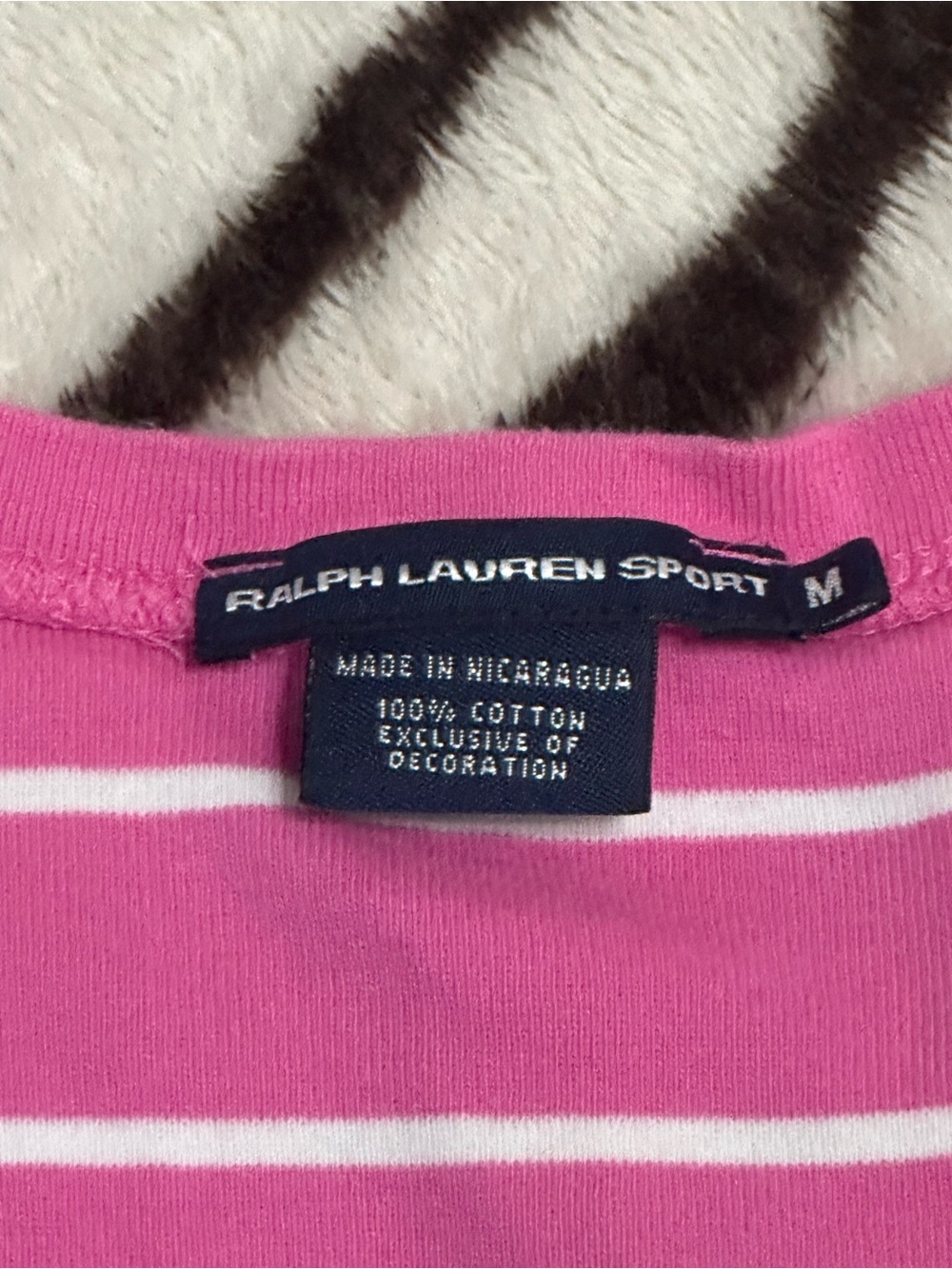 Ralph Lauren Hot Pink & White Striped V-Neck Tee - Picture 3 of 5